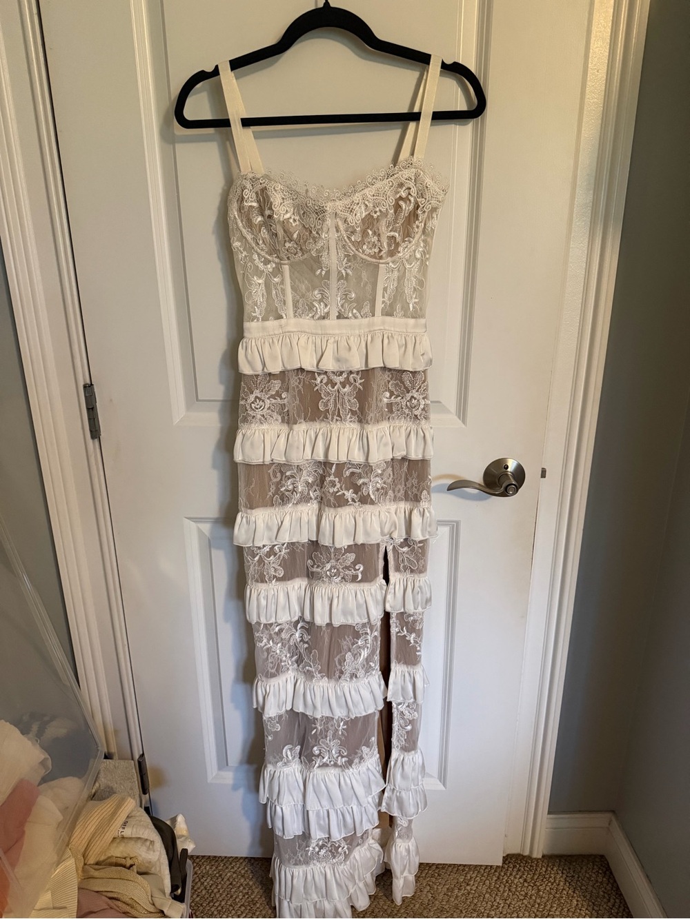 V. Chapman Ivory Lace Slip Dress